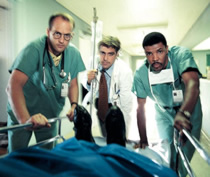 Clooney, Edwards, and La Salle in the early days of ER