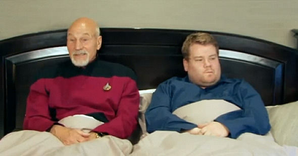 Captain Picard from Star Trek: The Next Generation in bed