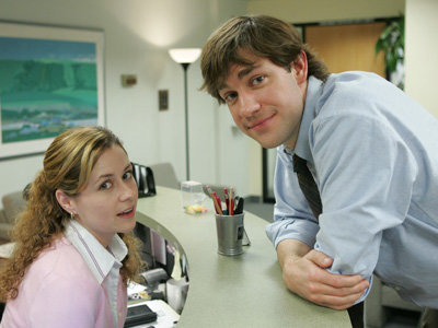 The Office TV show on NBC: Jim and Pam; John Krazinski and Jenna Fischer