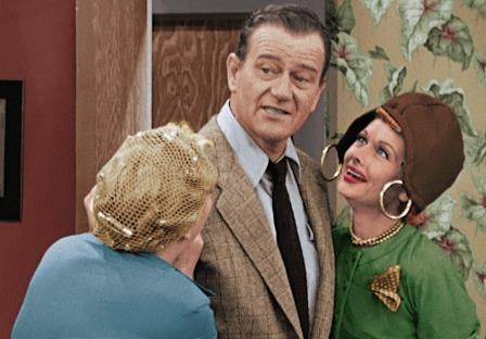 I Love Lucy TV show on CBS: colorized special; I lLove Lucy Lucille Ball John Wayne.