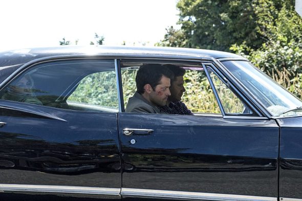 Supernatural TV show on The CW: season 12 (cancelled or renewed?). Baby Supernatural, black 1967 Impala.
