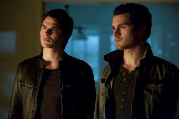 The Vampire Diaries -- "Resident Evil" - Image Number: VD518b_0095.jpg -- Pictured (L-R): Ian Somerhalder as Damon and Michael Malarkey as Enzo -- Photo: Annette Brown/The CW -- © 2014 The CW Network, LLC. All rights reserved