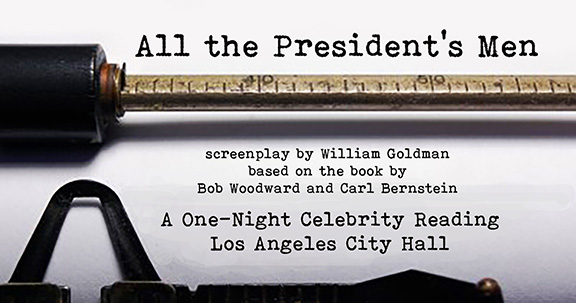 Cast of The West Wing TV show performs All the President's Men; http://www.lucypr.com/news/jan-27-celebrity-reading-of-all-the-presidents-men-set-for-l-a-city-hall/