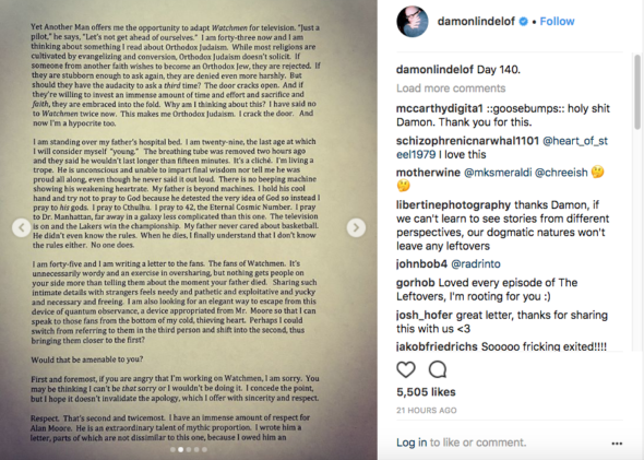 Damon Lindelof page 2 of 5; Watchmen TV show on HBO: canceled or renewed?