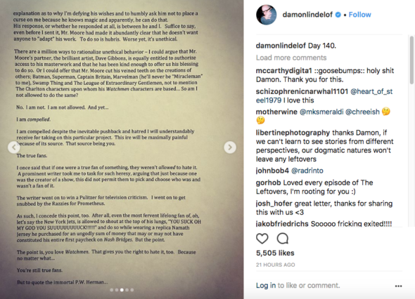 Damon Lindelof page 3 of 5; Watchmen TV show on HBO: canceled or renewed?