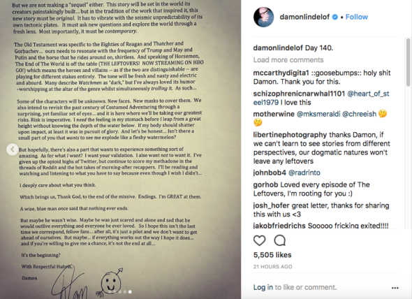 Damon Lindelof page 5 of 5; Watchmen TV show on HBO: canceled or renewed?