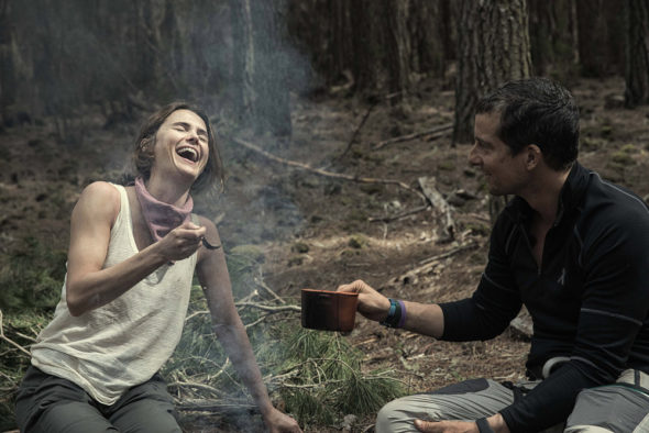 Running Wild with Bear Grylls TV show on NBC: season 4 viewer votes episode ratings (canceled renewed season 5?); Pictured: Keri Russell and Bear Grylls