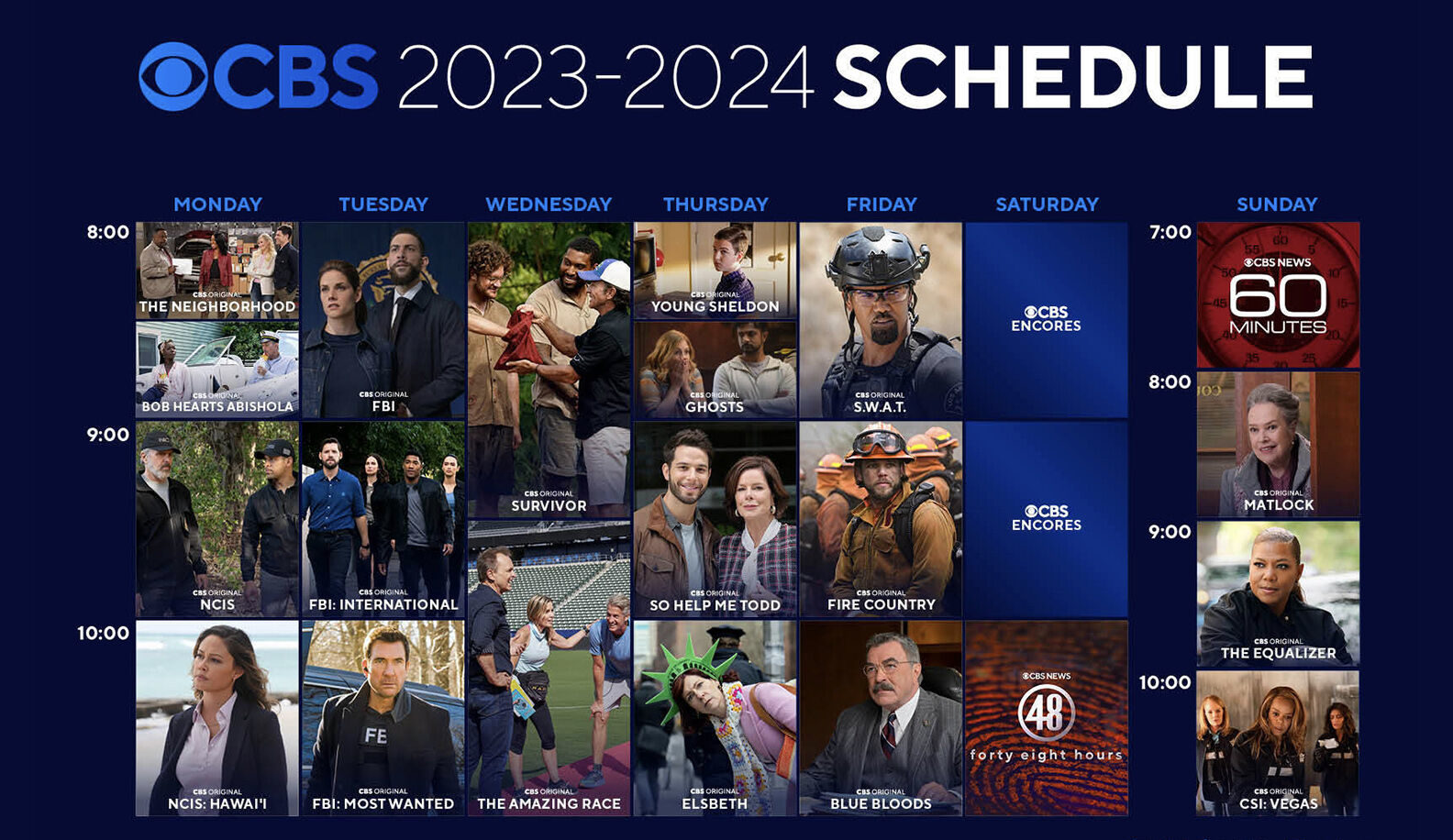 NCIS, Ghosts, Equalizer, Matlock, FBI CBS Announces 202324 Schedule